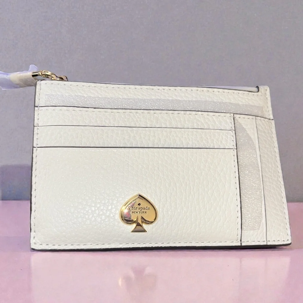 NWT Kate Spade Meringue Card Holder with Gold Accent